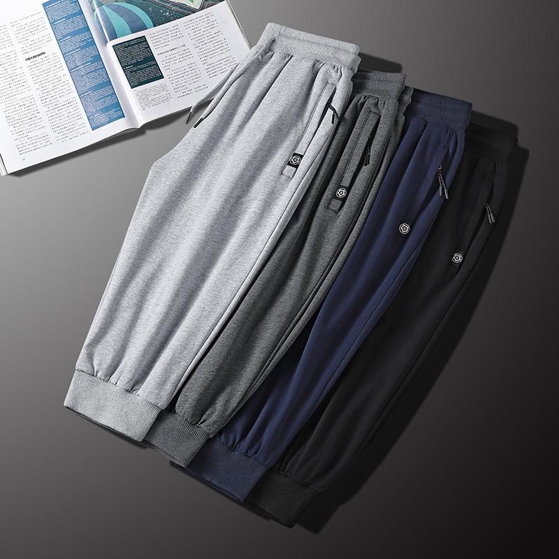 Летние хлопковые укороченные брюки мужские летние тонкие секции со шнурком на ногах шорты больших размеров свободные повседневные спортивные брюки