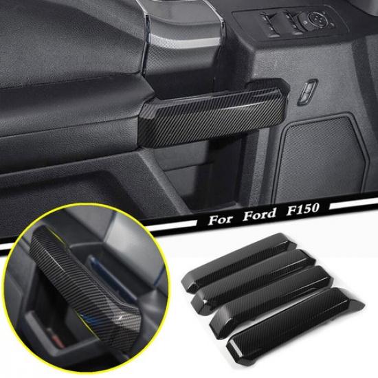 For 2015- Ford F150 F-150 Carbon Fiber Interior Door Handle Frame Cover Trim