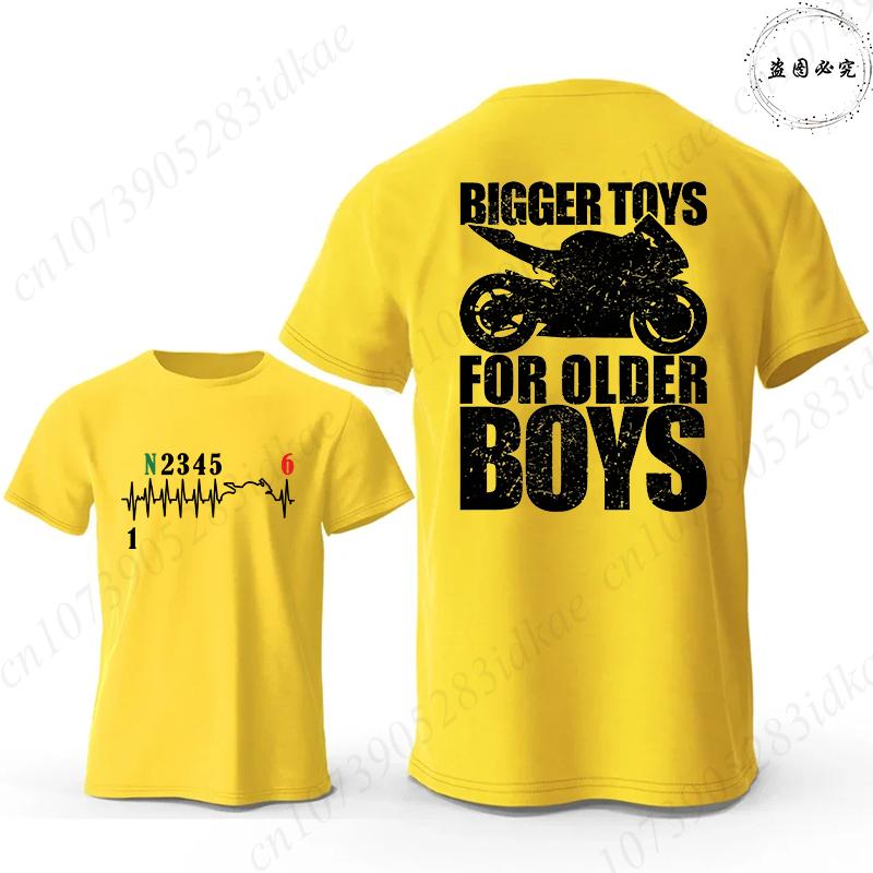 Big Boy Bigger Toy Letter Pattern 3D Printed T-shirt Motorcycle Shift Heartbeat Pattern Short Sleeved Shirt Summer Men's Bicycle Round Neck Clothing