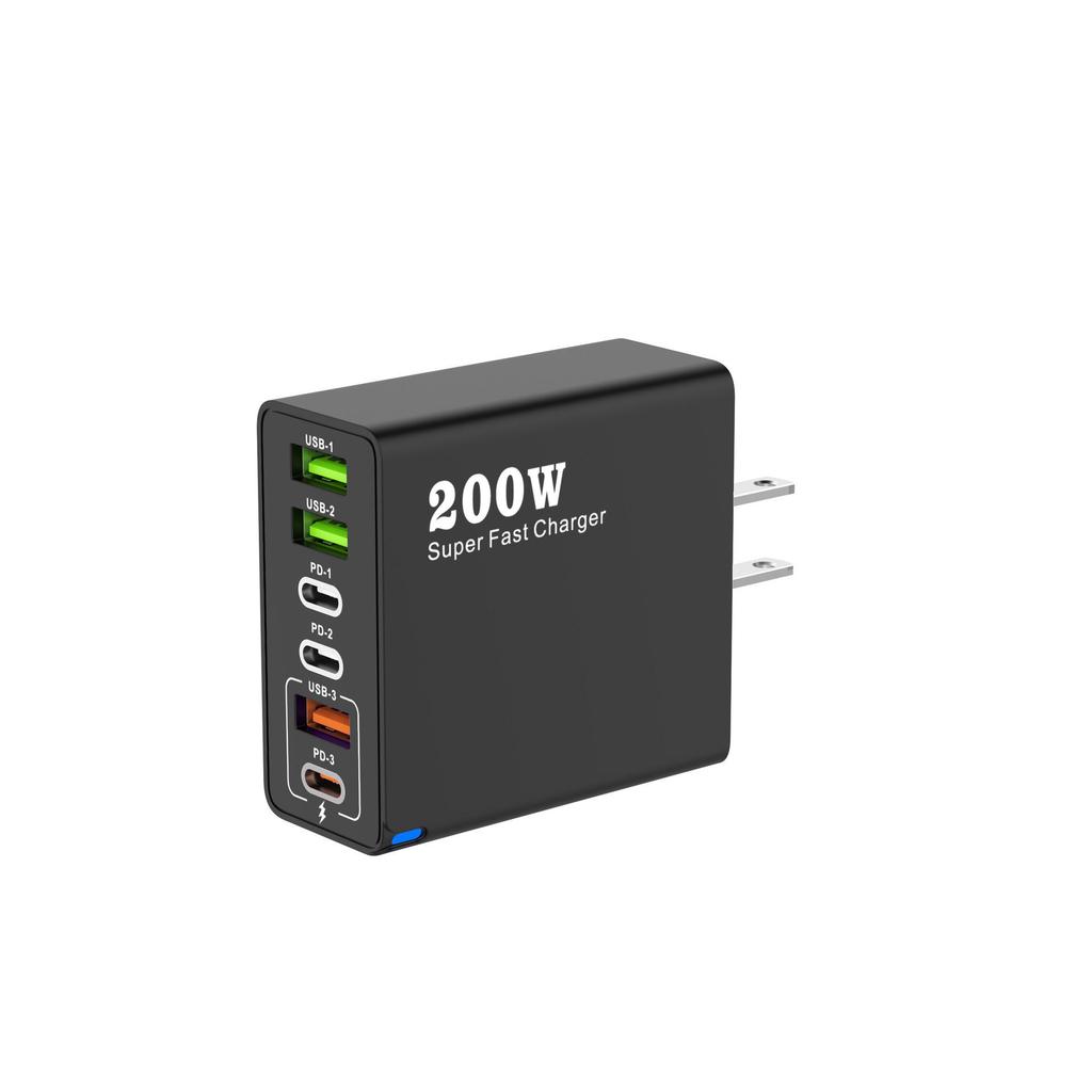 Многопортовое USB мобильное зарядное устройство 200 Вт с быстрой зарядкой PD25W