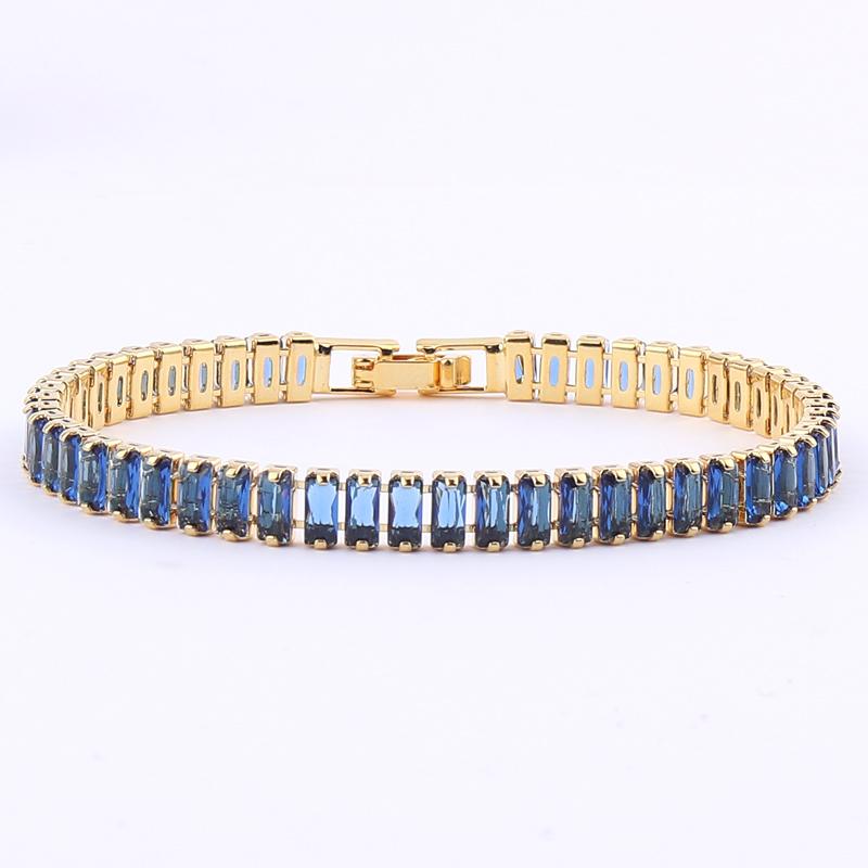 18K Gold Plated Cubic Zircon Adjustable Colorful Bracelets For Women Girls Rainbow CZ Jewelry Best Birthday Party Wedding Gift