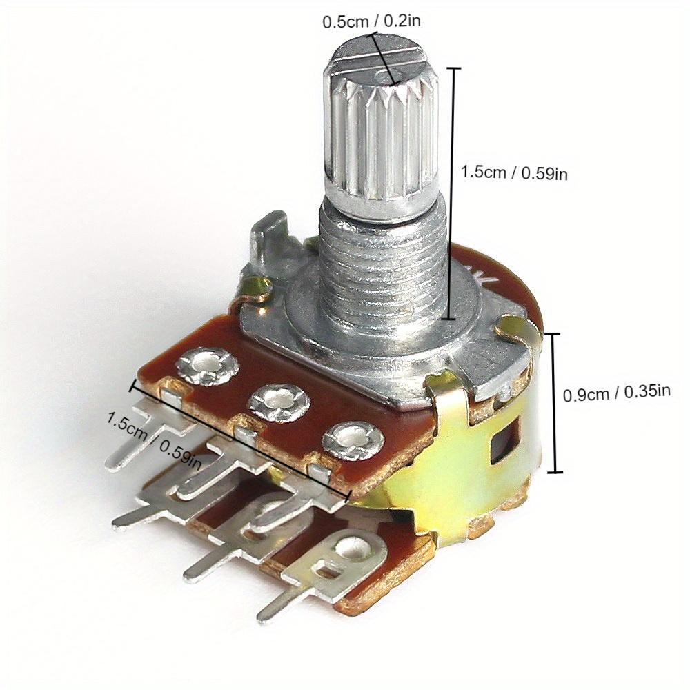 5Set WH148 Linear Potentiometer Kit-15mm 6pin 1K 2K 5K 10K 20K 50K 100K 250K 1M Aluminum Alloy Knob Cap-for Precision Adjustmen