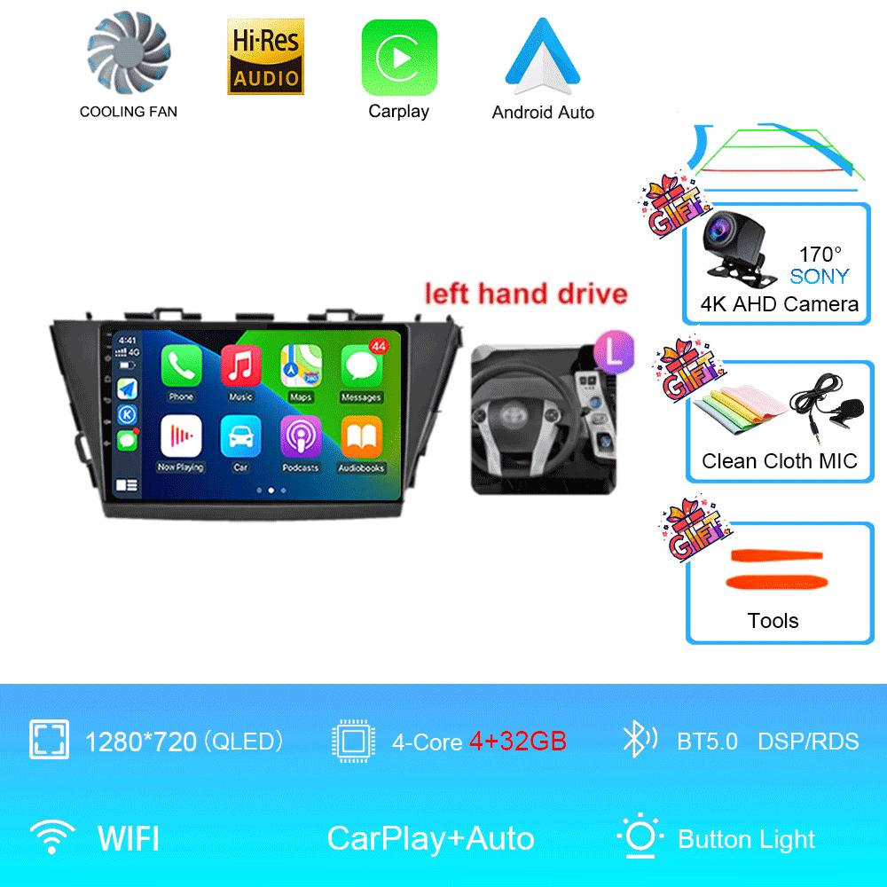 9-дюймовый Android 14 автомобильный радиоприемник для Toyota Prius V Plus Alpha 2012 2013 2014 2015 стереоплеер GPS навигация Carplay Auto LHD RHD DVD