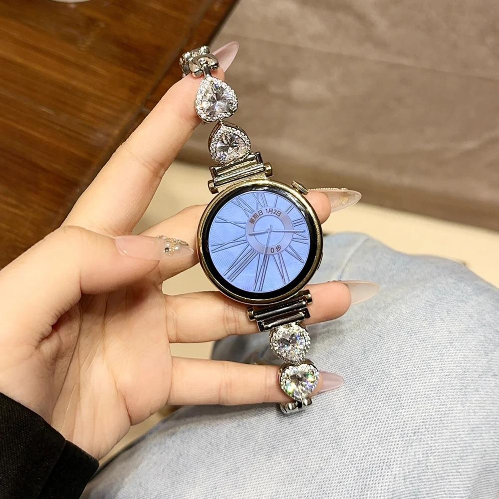 Женский бриллиантовый браслет для умных часов Huawei GT 4 41 мм, ремешок 18 мм 20 мм 22 мм для Samsung Galaxy 6 Classic 47 мм 43 мм 5 6 40 мм 44 мм