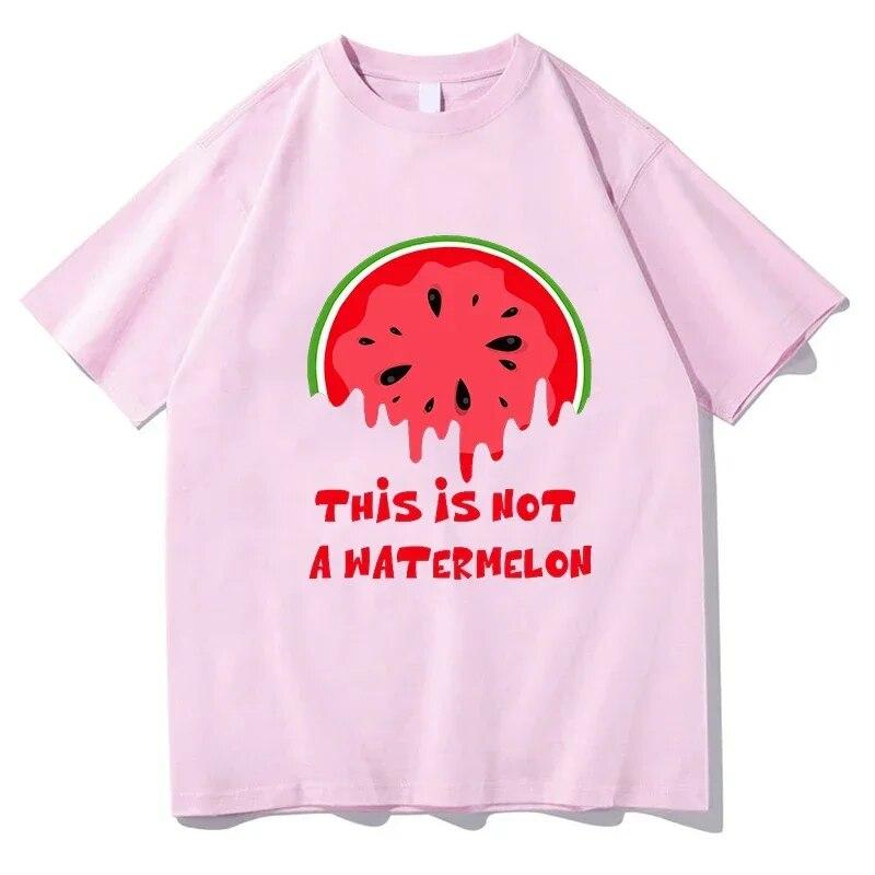 Shirts Streetwear This Is Not a Watermelon Palesti Graphic Tee Shirt Fashion Short Sleeve T-shirt Unisex 100% Cotton Oversized T