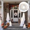 Halloween Ghost Wreath 12 Little Light-up White Ghost Wreath Front Door Hanging Decoration for Holiday Indoor Outdoor Wall Decor