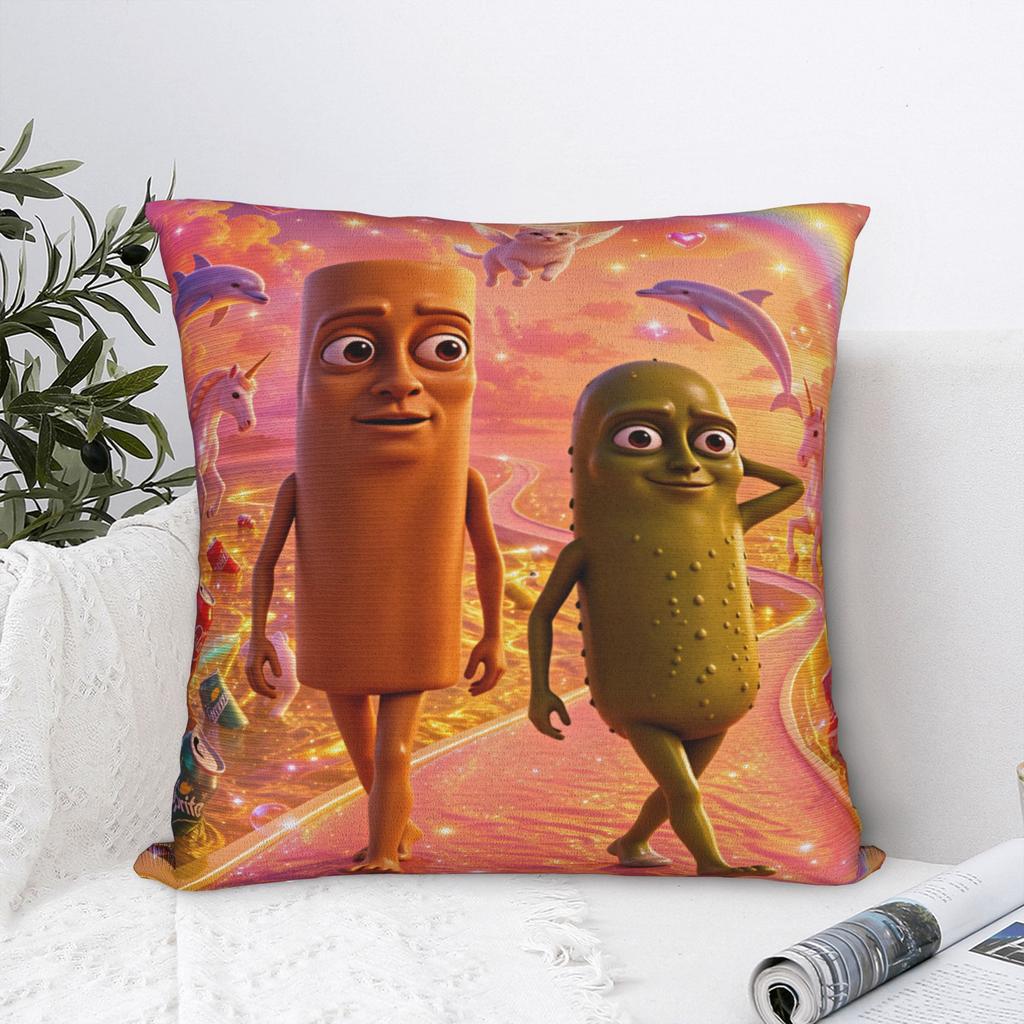 Tung Tung Sahur Pickle Unicorn Dolphin Rainbow Meme Pillow Cover Soft Cushion Cover Pillow Case For Sofa Bedroom Home Decor