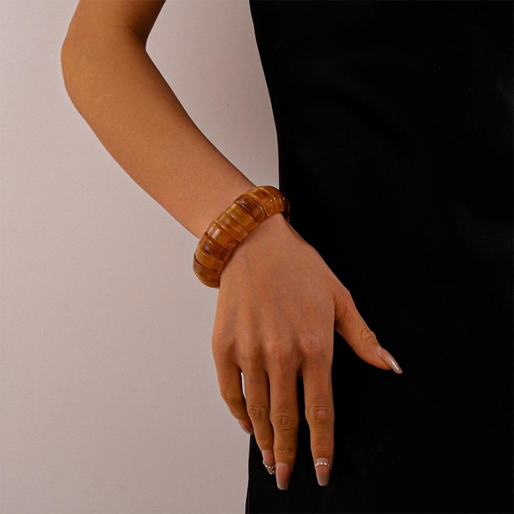 Богемный акриловый браслет, широкий прямоугольник, ретро-кольцо на руку, нестандартный широкий браслет, подарок другу