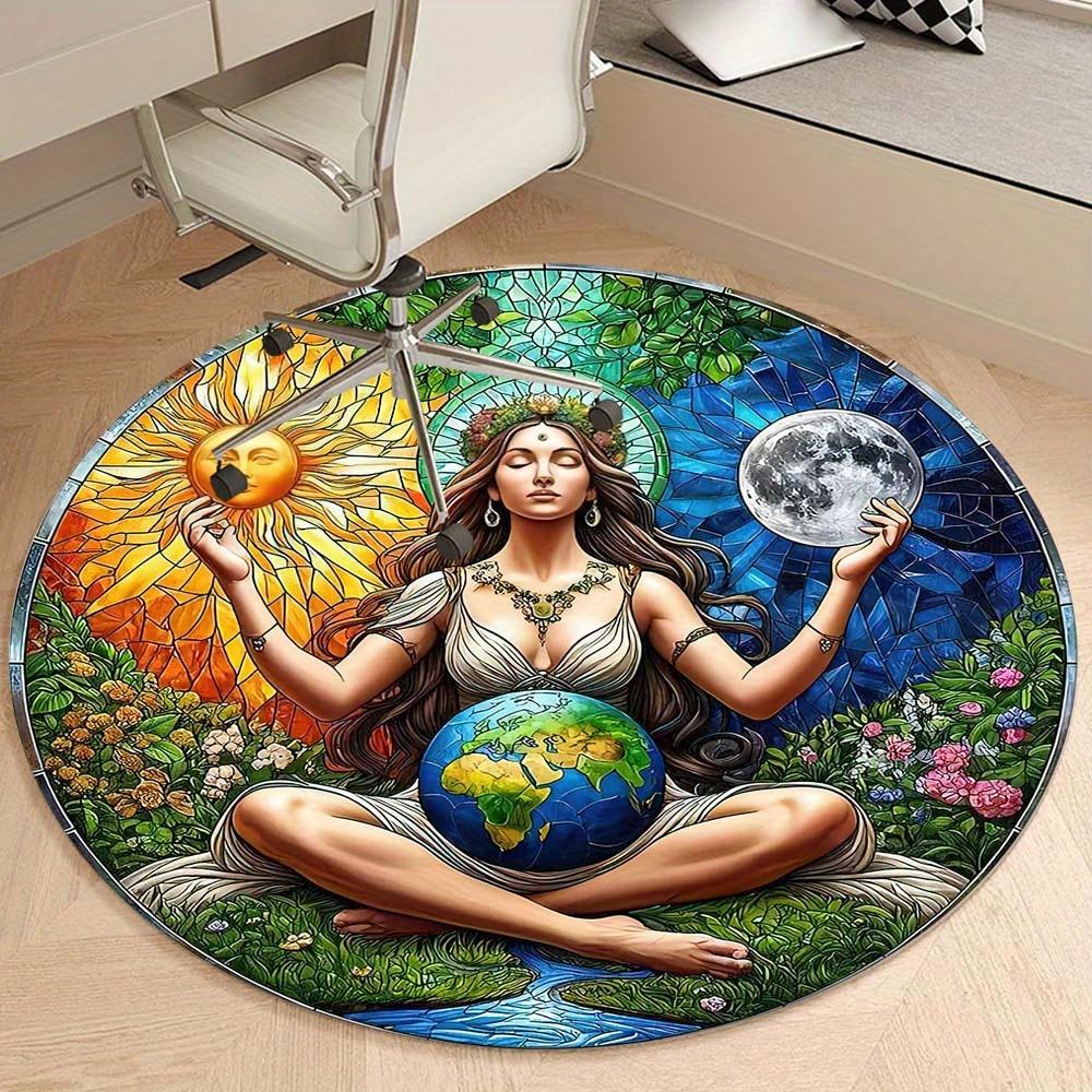 Mother Earth Round Rug Suitable For Office Reception Office Chair Protection Carpet And Also Suitable For Gifts To Relatives And Friends