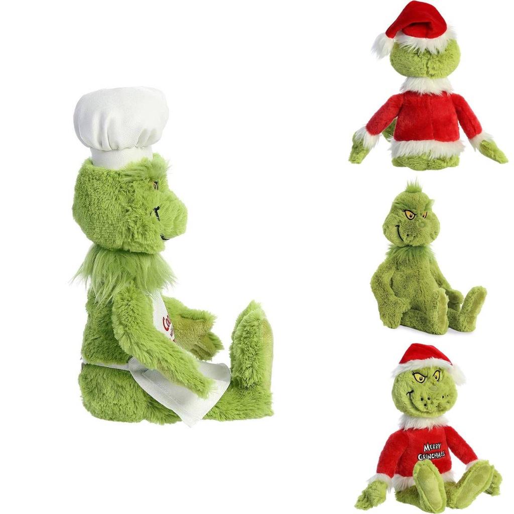 Grinch Christmas Chefs Dress Up Plush Toys Stuffed Dolls Kids Gift Soft Cuddly