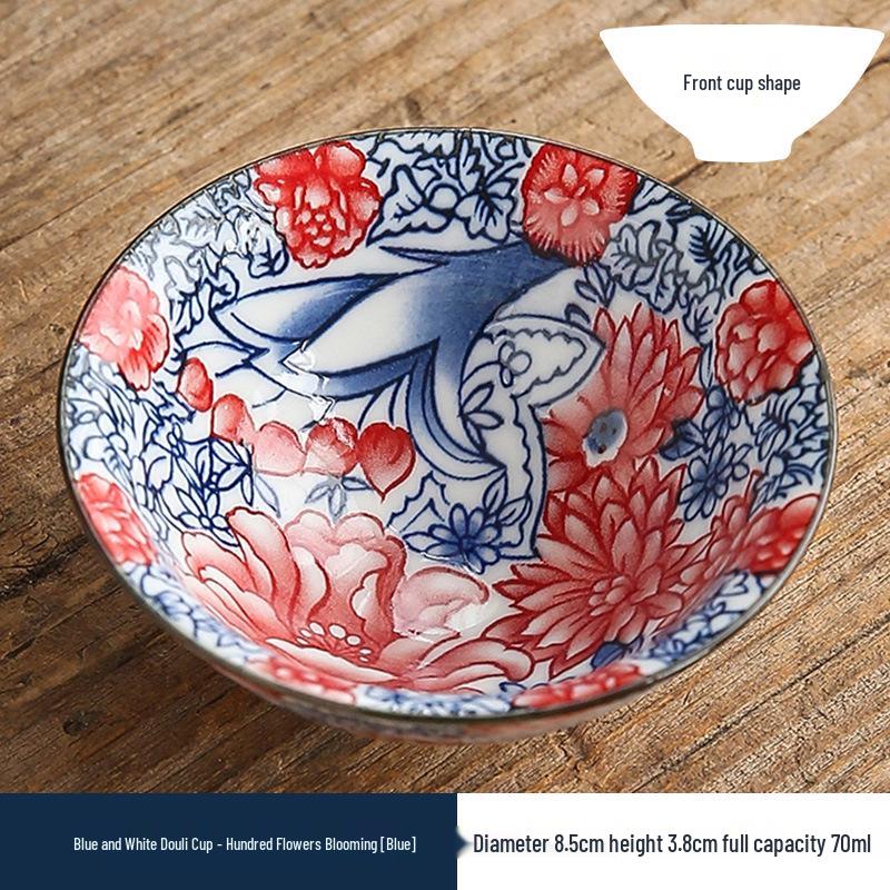 Двухцветная сине-белая фарфоровая чашка доули - Керамическая чашка мастера кунг-фу, Японская дегустационная чаша, Одинарная чайная чашка.