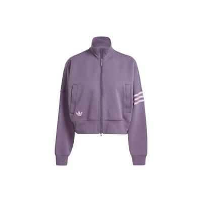 Оригинальная спортивная куртка Adicolor Neuclassics с вышитым логотипом в полоску на молнии с высоким воротом, женская куртка темно-серого фиолетового цвета IP6507