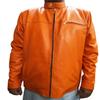 Men's Orange Lambskin Leather Biker Jacket With Zipper & Pocket