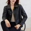Женские осенне-зимние повседневные короткие куртки из ПУ кожи Черная кожаная куртка с квадратным воротником Топ байкерский с темпераментом
