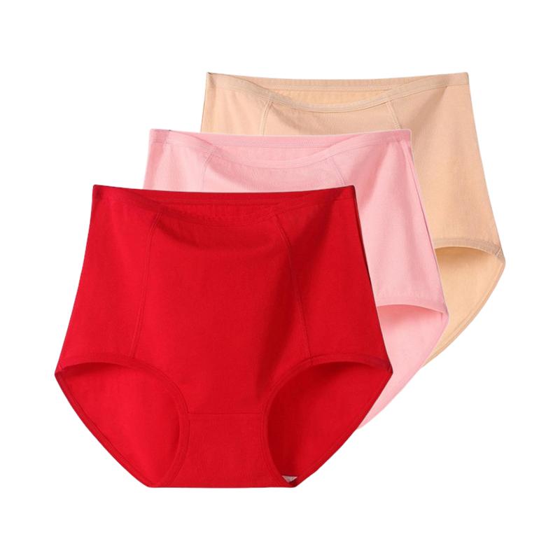 Женские трусики с высокой талией из 3 предметов, хлопковое нижнее белье, дышащие женские трусы большого размера XL-6XL