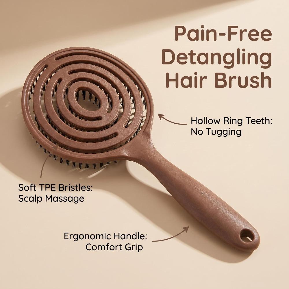 Round Hollow Cushion Comb for Women - Volumizing Hair Brush for Fine Hair, Household Styling Tool for Lifted Roots & Body
