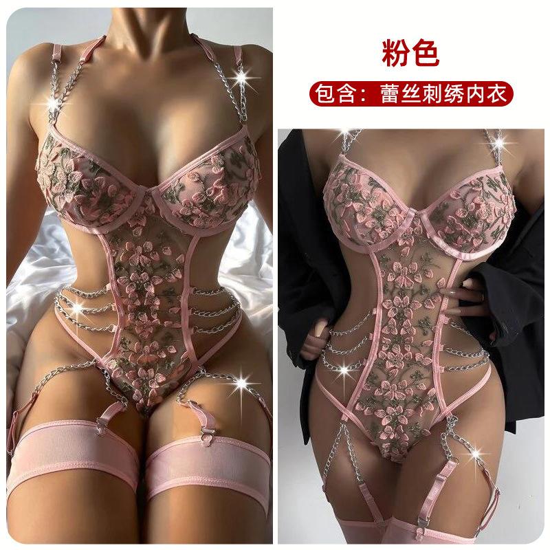 Нет в наличии Кружевной комбинезон с вышивкой на трех точках, боди-комбинезон с косточками, прозрачный, с вырезами, женский, 9Gu