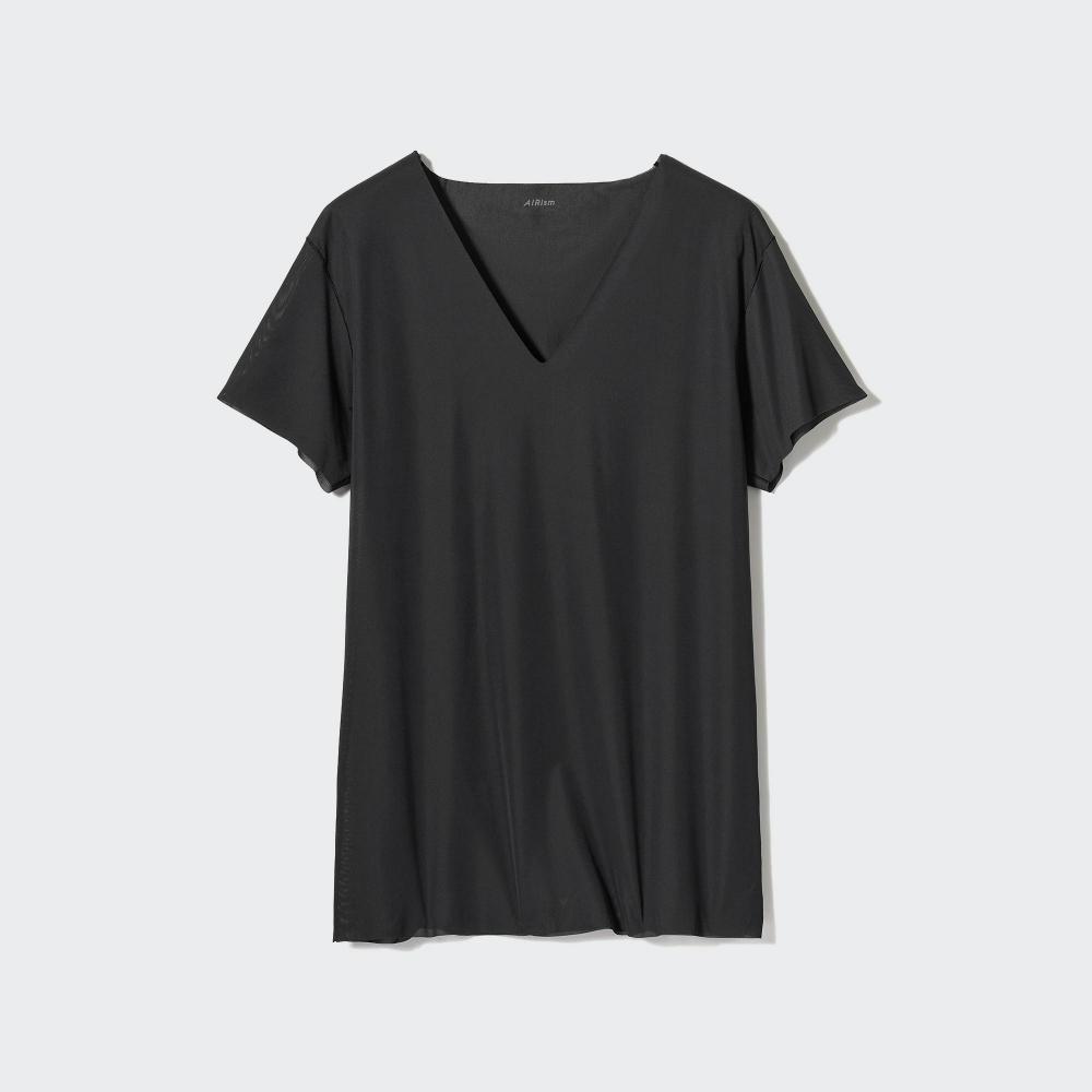 Uniqlo Футболка Airism с дезодорирующей сеткой и V-образным вырезом