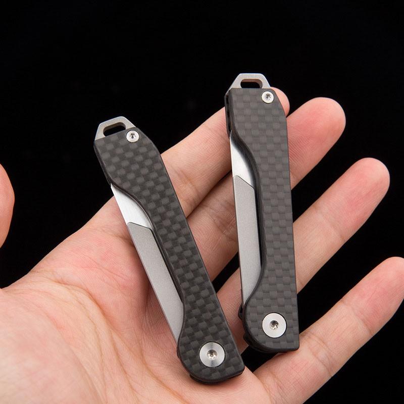 Black Folding Knife Carbon Fiber Handle with 10pcs Replacement Blades Survival Multitool Hand Tool EDC Gadget Keychain Men Gift