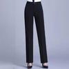 Women Suit Pants Mid-rise Button Zipper Fly Solid Color Suit Trousers with Pockets Straight Regular Fit Dress Pants