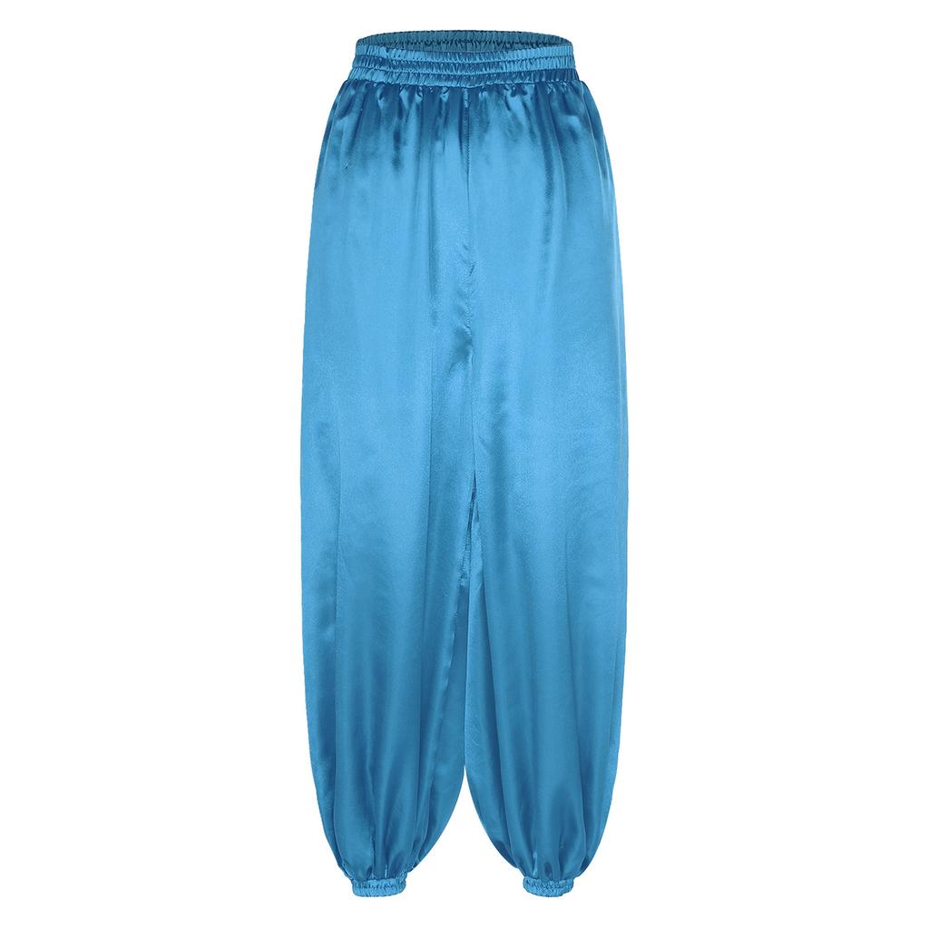 Брюки-шаровары для танца живота, повседневные, свободные, однотонные, атласные, брюки, индийский/арабский костюм на Хэллоуин, свободные брюки, шаровары