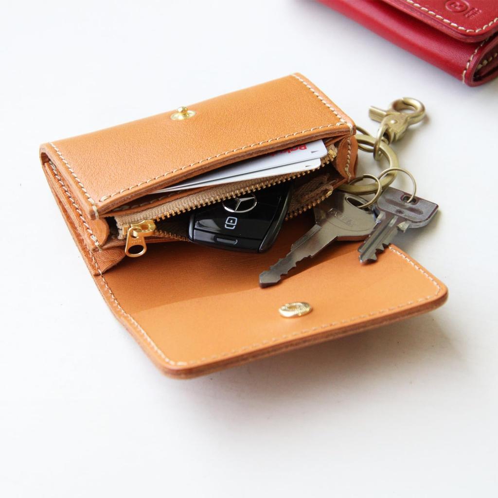 Key Case Smart Key with Card Holder Coin Purse Genuine Leather Tochigi Leather Smart Key Case Key Holder Brand Made in Japan Leather Black [Porco