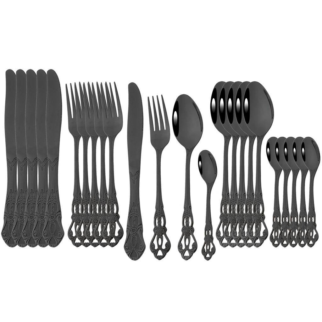 24 шт., нож, вилка, кофейная ложка, набор столовых приборов, разноцветный набор столовой посуды, столовые приборы из нержавеющей стали, посуда, западные кухонные аксессуары