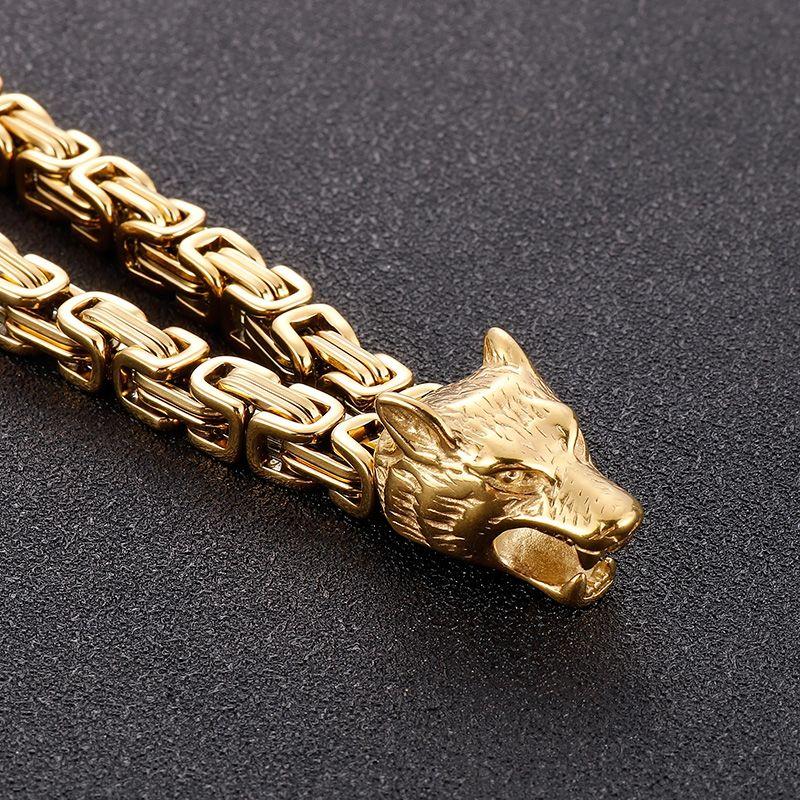 Браслет из нержавеющей стали Nordic Viking с двойной головой волка, мужской ретро-панк