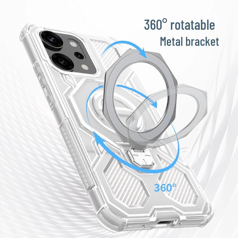 Прозрачный противоударный вращающийся чехол-подставка для телефона с магнитом для серии OPPO и Realme 15