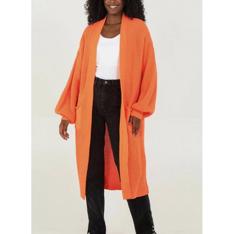 Oversized Long Sleeve Knit Cardigan Sweater Women Winter Loose Fit Plus Size V-Neck Open Front Longline Coat