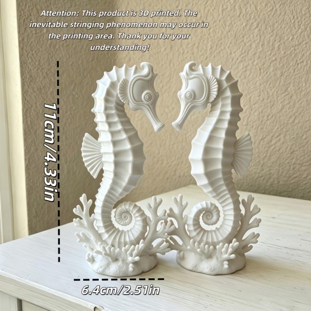 2PCS Minimalist Coral Base Seahorse Statue Double Seahorse Seahorse Table Decor  Gift Giving