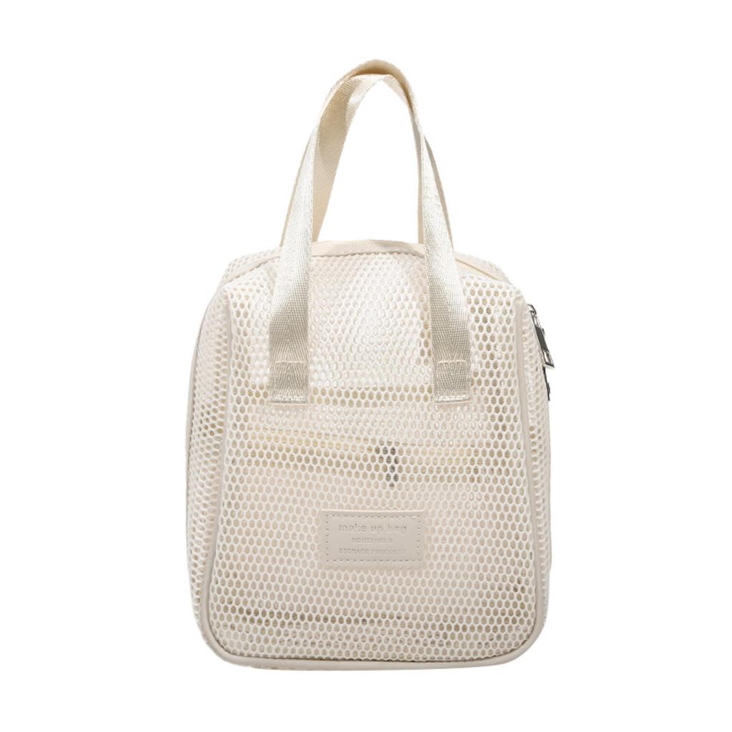 Travel Portable Large Capacity Zipped Mesh Cosmetic Bag Organizer Handbag Casual Multi-compartment Pocket Toiletry Pouch