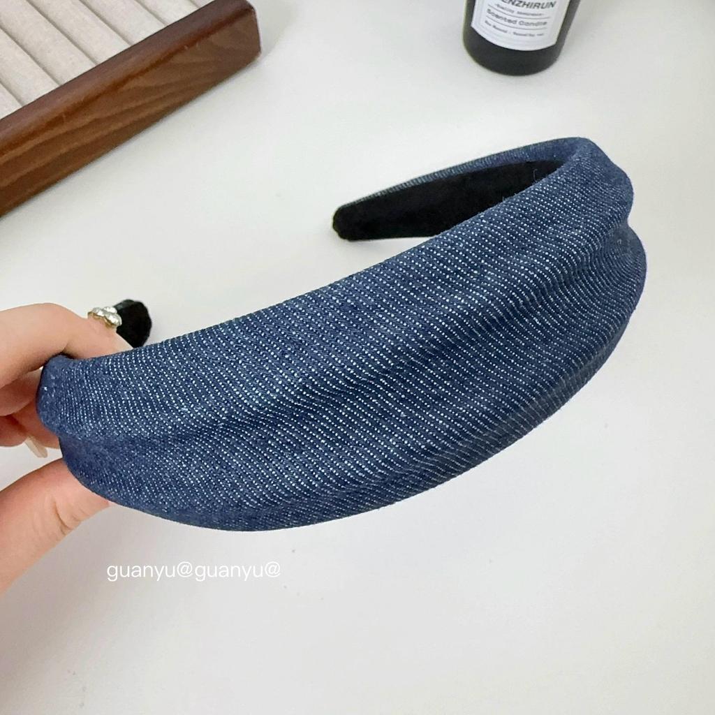 Женская широкая повязка на голову с джинсовой текстурой: Элегантный, Универсальный Аксессуар для Волос