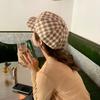 Small Fragrant Style Women Painter Hat Korean Style Women Octagonal Cap Plaid Beret Hat  Outdoor