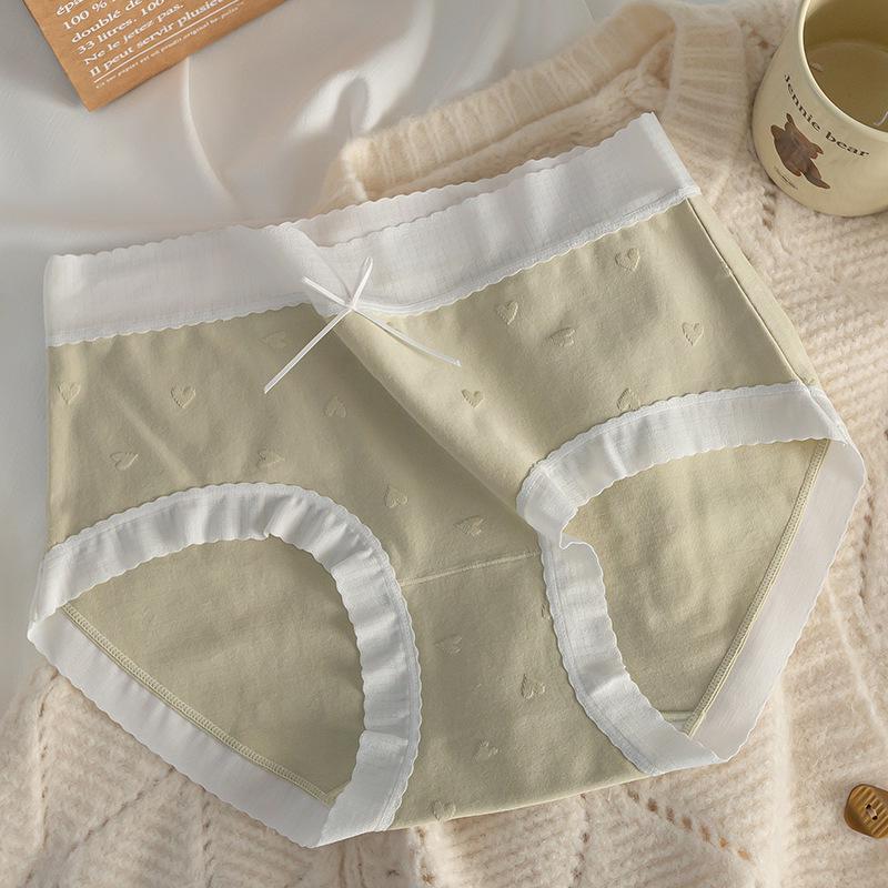 10A Antibacterial Seamless Lace Trim Cotton Women's Triangle Panties