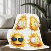 1pc Soft All-Season Sun-Themed Blanket - Cheerful Smiling Suns with Expressive Eyes & Mouths - Machine Washable Lightweight Thro