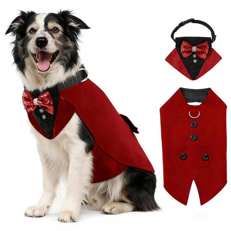 SucadoNew Pet Suit Tuxedo with Bow Tie and Scarf, Pet Costume Apparel for Birthday Parties Weddings and Photos for Dogs