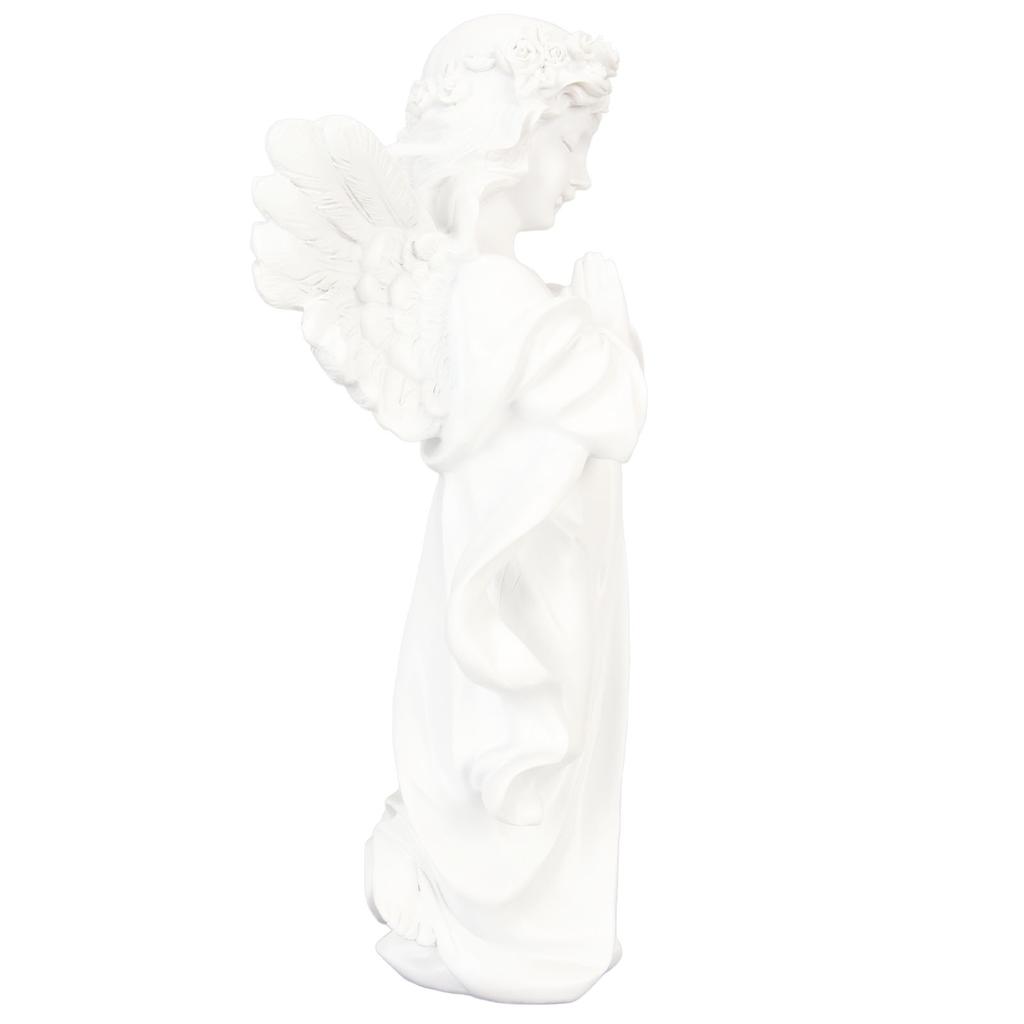 Статуэтка младенца-ангела белая высотой 10,8 дюйма, ручная резьба, богатая деталями, смоляная фигурка херувима для сада