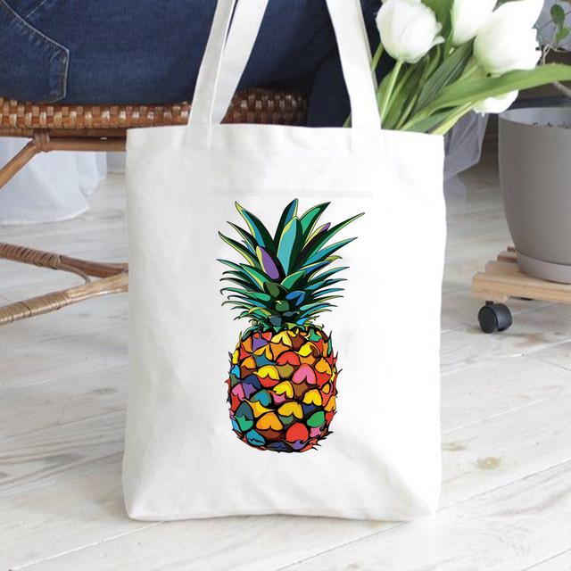 Модные белые сумки из холста, сумка для книг, женская милая ананасовая музыкальная сумка с принтом, эко многоразовая сумка для покупок, дорожная сумка для хранения, студенческий подарок