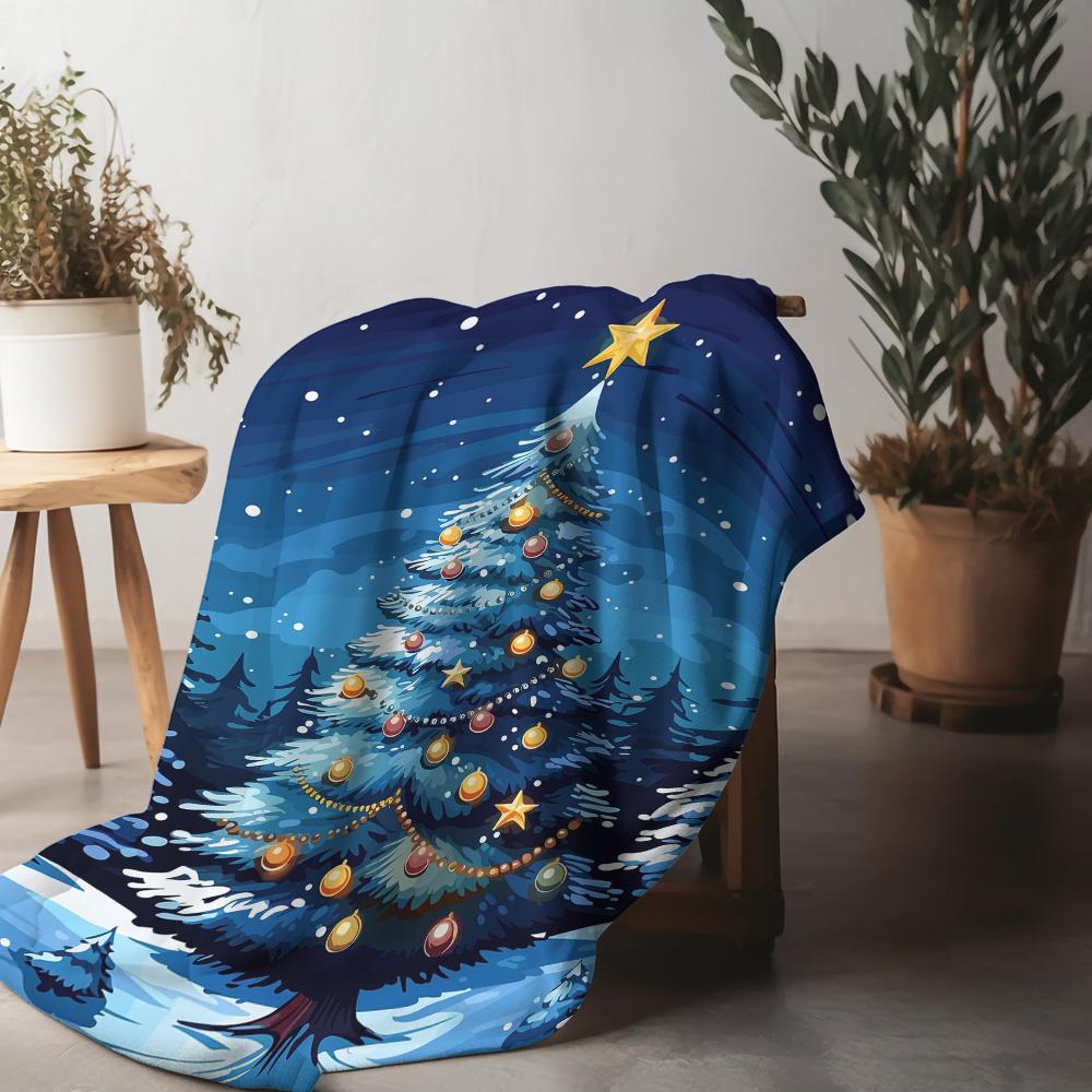Tuniu Cozy Snowflake Christmas Blanket for Sofa Bed Bedroom Decorative Throw Blanket Soft Warm Cover