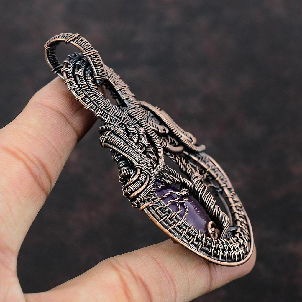 Tree Of Life Star Amethyst Pendant Copper Wire Wrapped Pendant Gemstone Jewelry Handmade Pendant Decent Copper Jewelry Special Gift For Girl