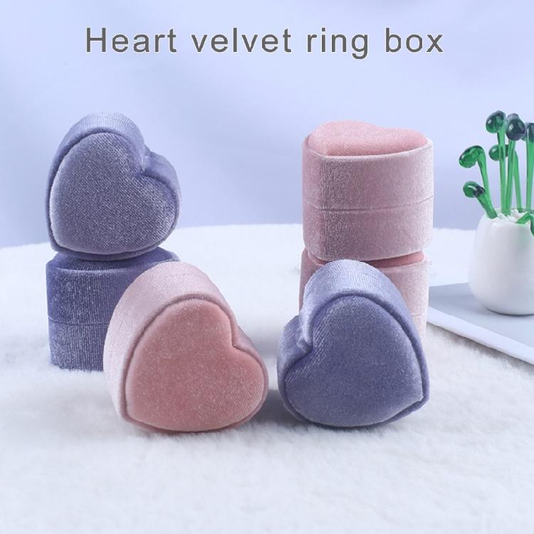 Нежная плюшевая коробочка для колец в форме сердца, футляр для колец с дизайном сердца, мягкая подкладка, подарочная коробка для ювелирных изделий для влюбленных