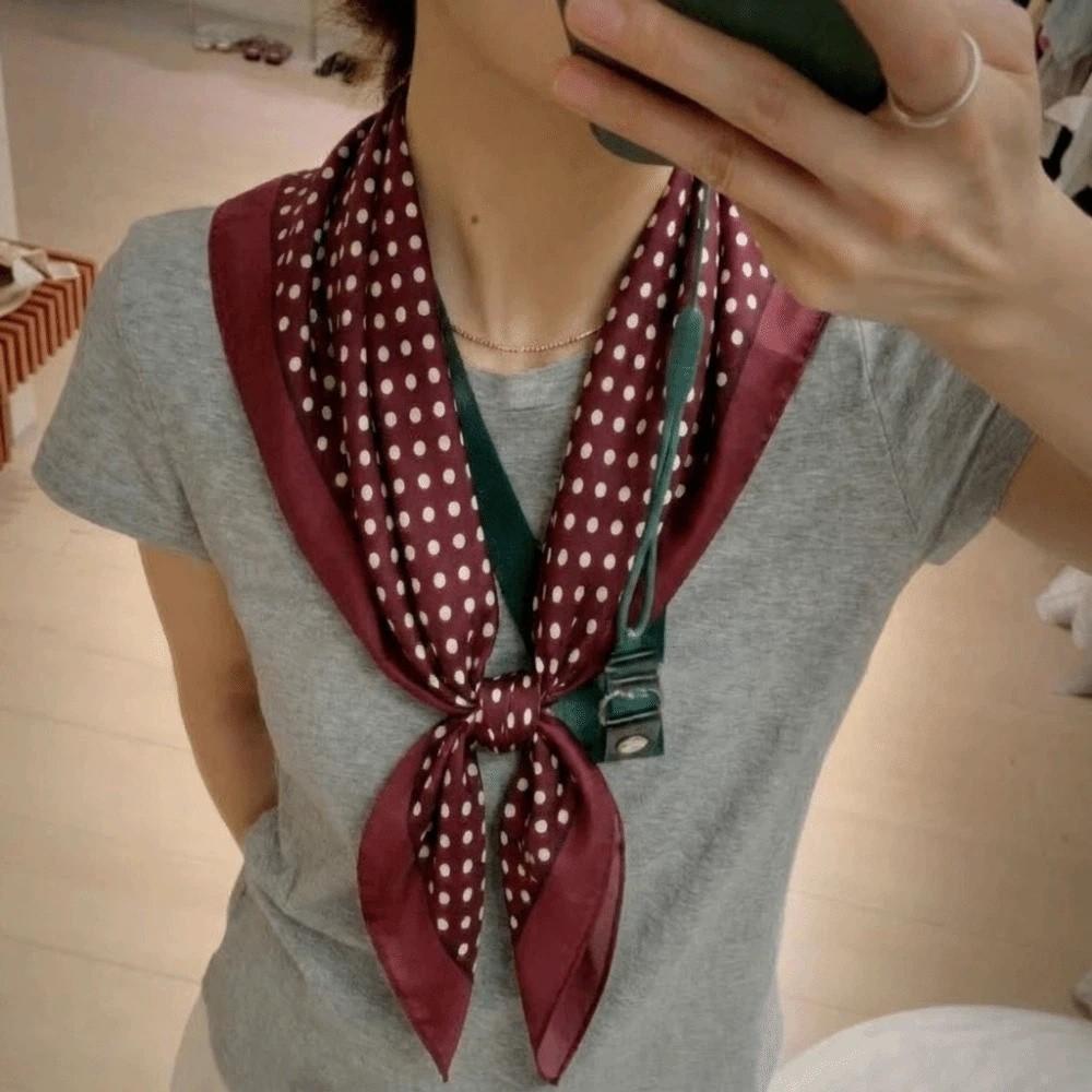 Polyester Polka Dot Head Scarf Elegent Jeans Waist Belt Fashionable Bandana  Office Style