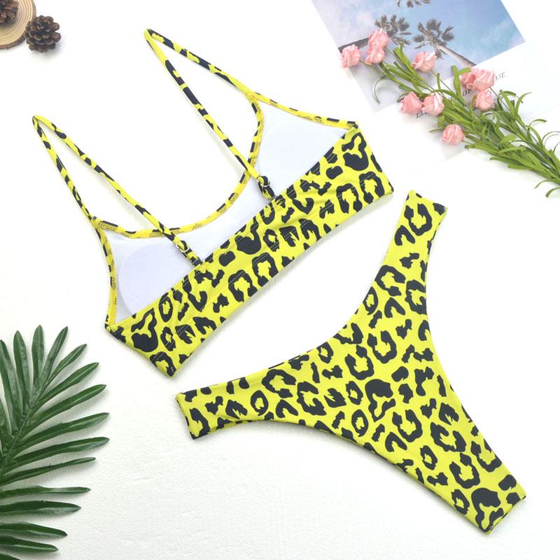 Леопардовый бикини женский купальник пуш-ап женский микро сексуальный комплект бикини стринги купальный костюм