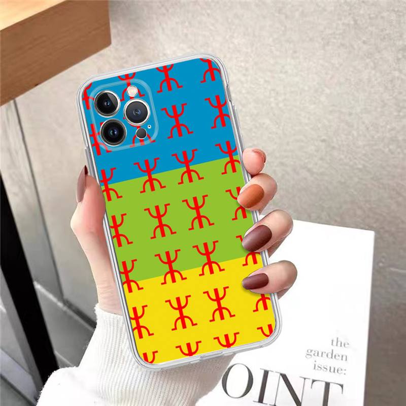 Amazigh Berber Flag Phone Case For iPhone 14 13 12 11 Pro Max XS X XR SE 2020 6 7 8 Plus Mini Transparent Shell