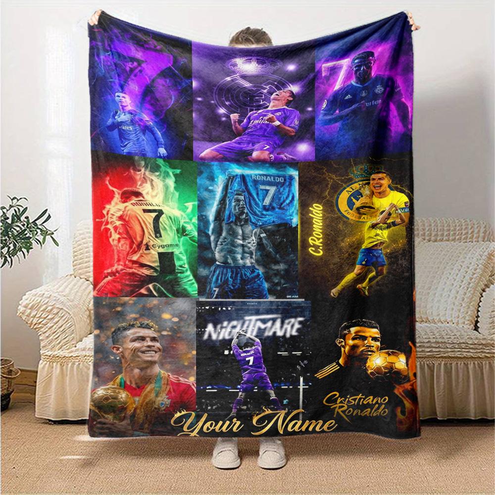 Cristiano Ronaldo (111) Personalized Text Blanket Cozy Customizable Blanket Durable Comfort Perfect for Nap Office Chair Bedding Living Room