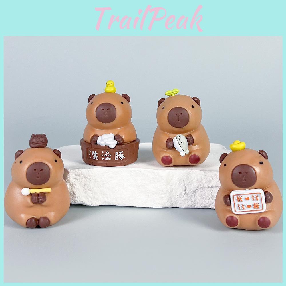 Cute Cartoon Bath Capybara Mini Model Ornament Set For Cute Toy Fans