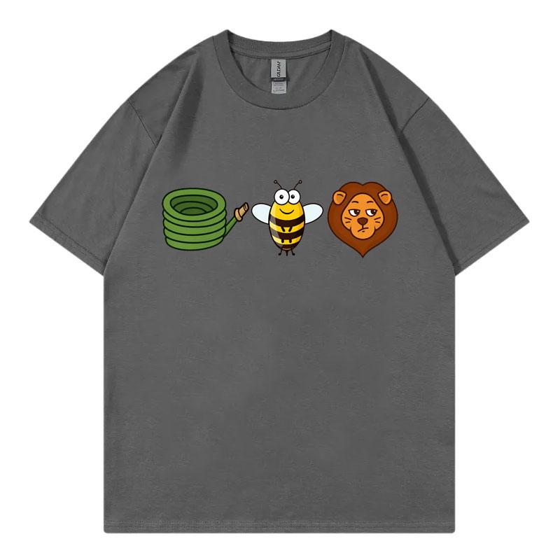Hose Bee Lion Funny Garden Meme Tshirts Unisex Unisex Clothing High Street Fashion Trend Tshirt Summer Casual 100cotton T Shirts