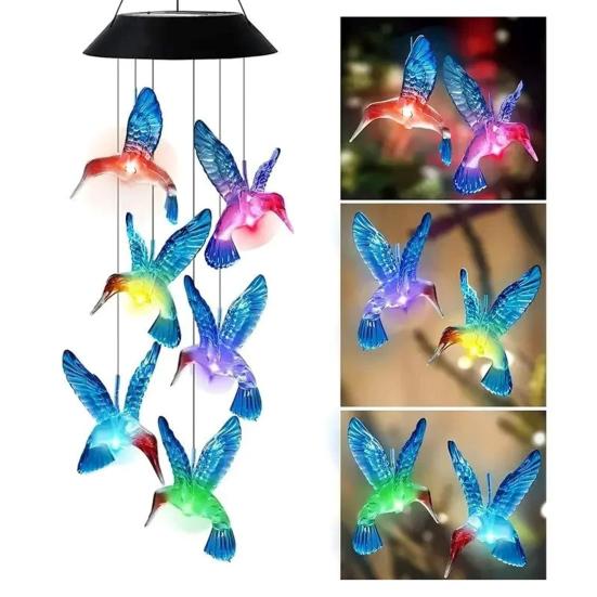 Колибри Форма колокольчиков бабочка подвесной кулон водонепроницаемый солнечная энергия автоматический светящийся колокольчик наружное украшение