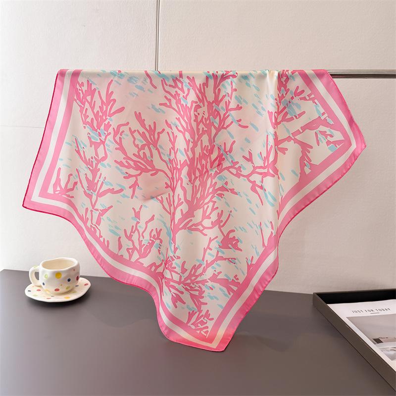 Colorful small fish small square scarf high-end print imitation silk scarf shawl neck scarf headscarf scarf new